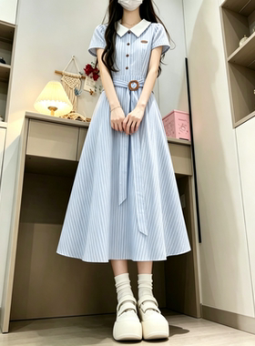 女大童条纹学院风连衣裙夏装