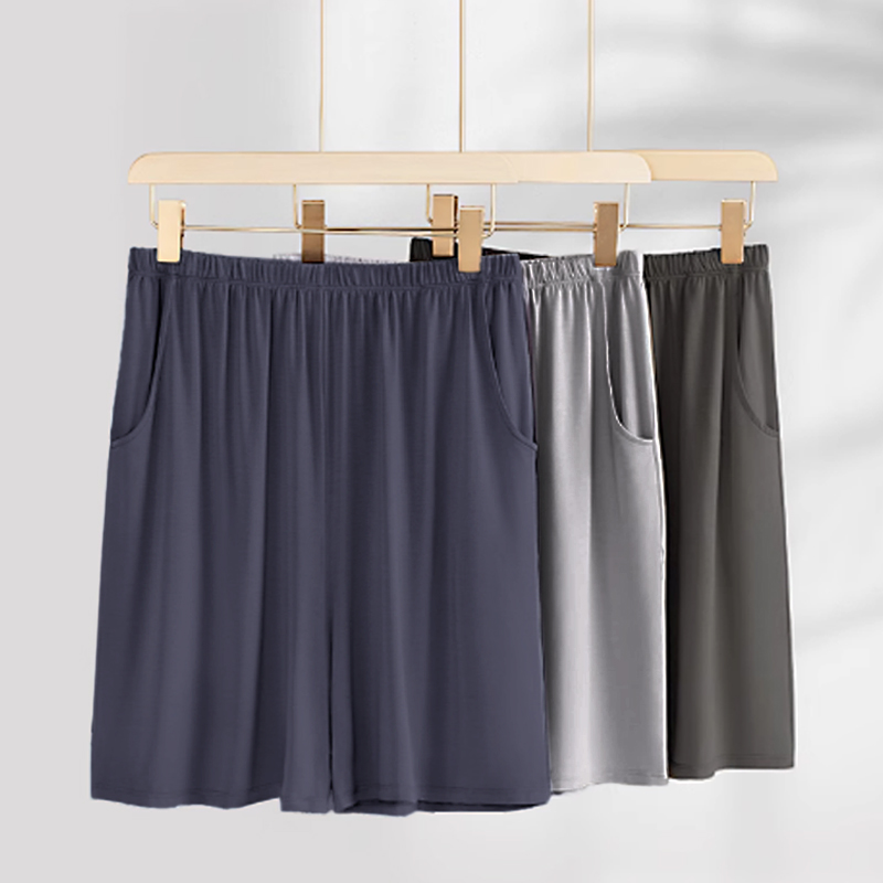 男士睡裤短裤夏季莫代尔宽松冰丝大裤衩睡衣裸睡薄款五分家居裤子