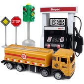 儿童加油站玩具模型合金小汽车男孩女孩3岁6小朋友益智过家家玩具