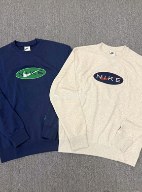 Nike耐克男子运动休闲跑步透气毛圈刺绣圆领套头卫衣 FZ4729-410