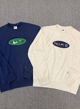 Nike耐克男子运动休闲跑步透气毛圈刺绣圆领套头卫衣 FZ4729-410