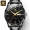 Black leather black case black face men's watch