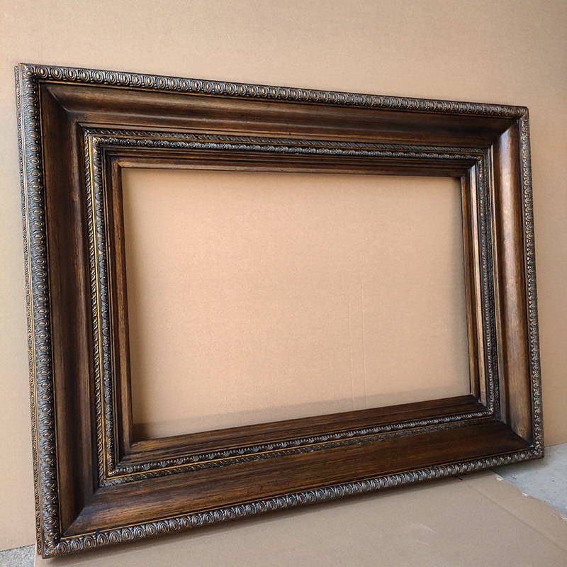 超宽实木画框暗金色做旧油画框装裱画展用框宽度19厚度9cm