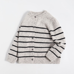 小羊跳跳 儿童羊绒衫韩系设计感小众杂色毛衣外套中大童针织开衫