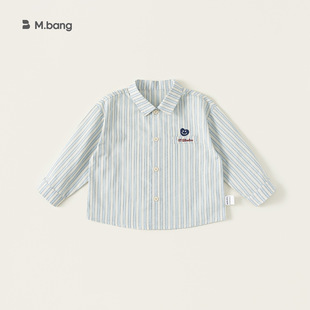 邦选湖州织里童装男童衬衫春季新品条纹简约小童上衣时尚宝宝衣服