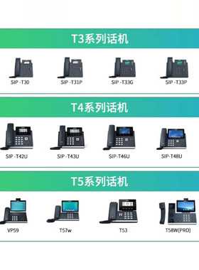 亿联IP电话机SIP-T31/T30P/T33G/T42U/T43U/T46U/T53W网络ip电话