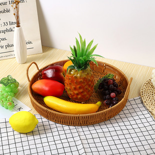 仿藤编收纳筐手提面包点心盘水果筐零食糖果面包篮馒头收纳托盘C