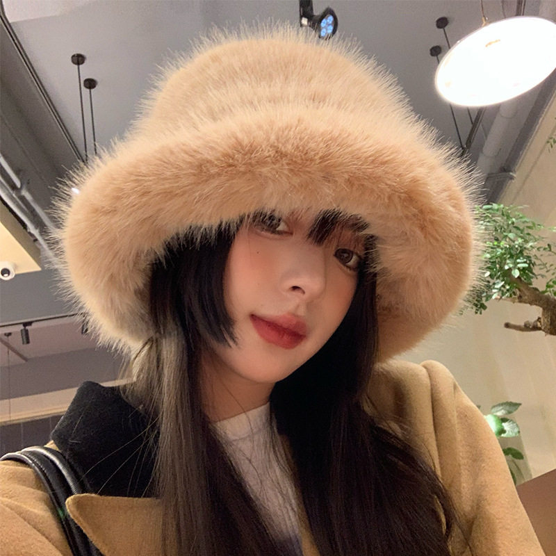 毛绒渔夫帽保暖仿皮草貂毛帽子