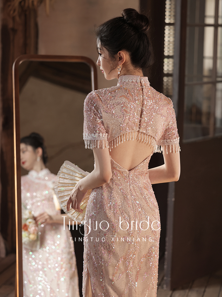 Evening dress for bride, cheongsam, wedding dress, suitable for teen, Chinese style Evening dress for bride, cheongsam, wedding dress, suitable for teen, Chinese style