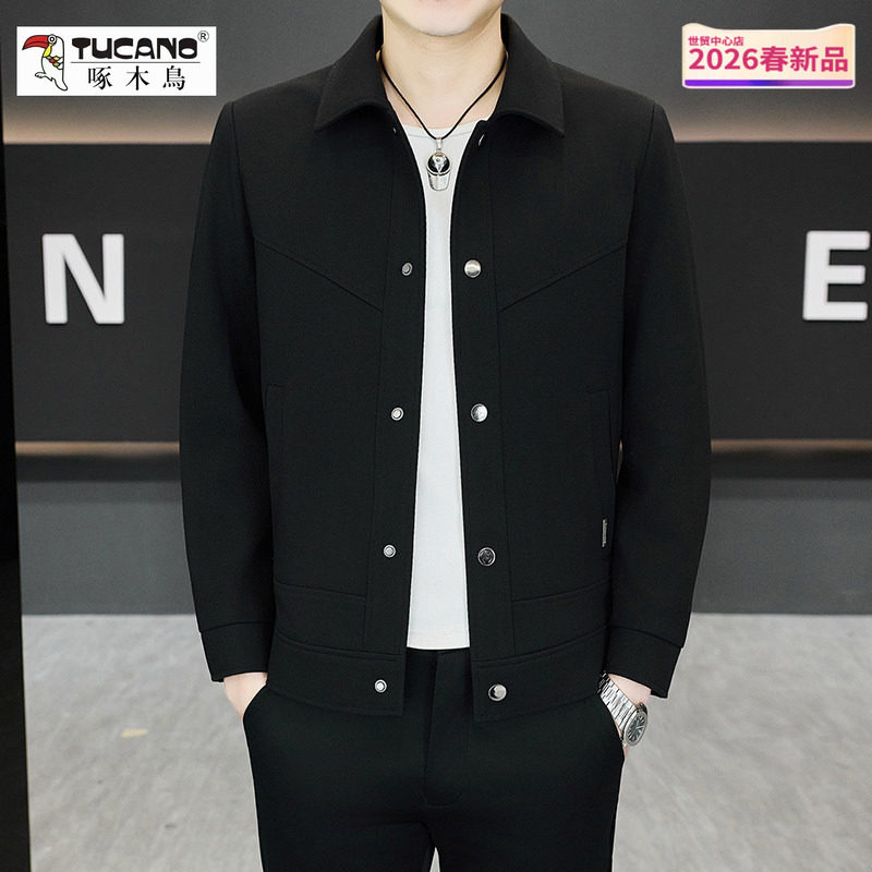 啄木鸟男士翻领夹克中青年商务休闲简约高级感春秋款帅气男装外套