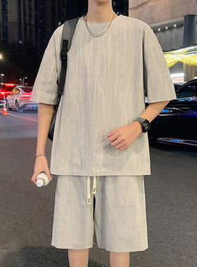 啄木鸟夏季男士短袖短裤两件套