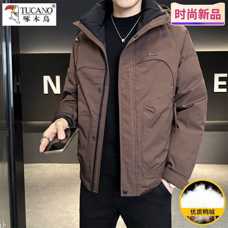 啄木鸟高克重男士冬季工装羽绒服连帽帅气鸭绒保暖户外夹克外套,男装,羽绒服,淘宝优惠券,粉丝福利购,淘宝优惠卷