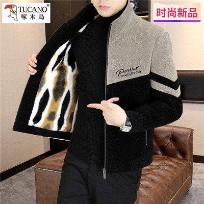 啄木鸟短款毛呢外套冬装加绒加厚