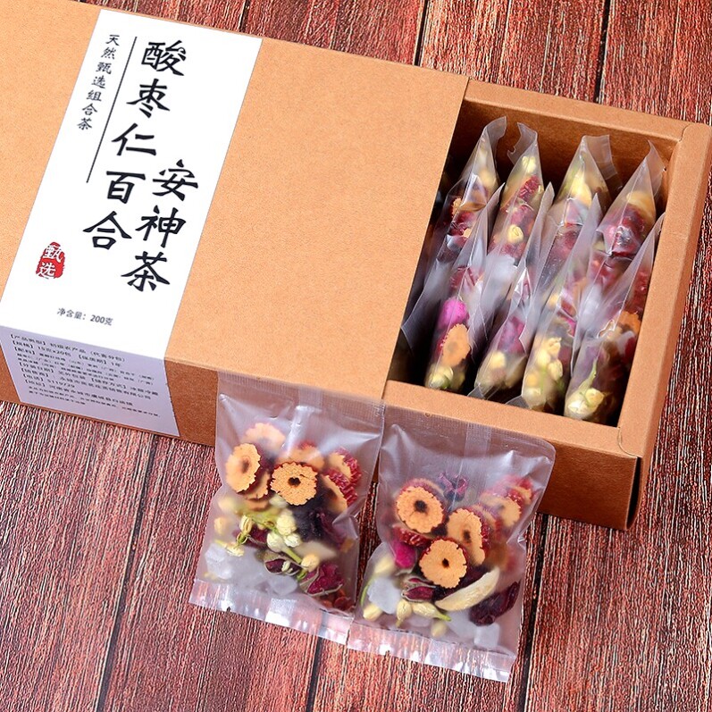 安神助眠改善睡眠养生酸枣仁百合严重失眠女性官方组合花茶