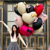 新款 网红22寸爱心情人节新年飘空铝膜气球蝴蝶结告白求婚布置场景