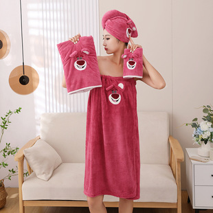 网红新款 洗澡 浴巾家用女可穿可裹巾非纯棉全棉吸水大人浴裙浴袍式