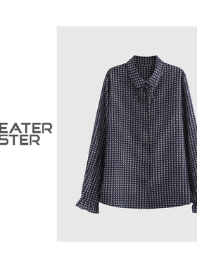 毛衣姐姐 复古减龄小碎花长袖衬衫慵懒百搭衬衣女515-02173