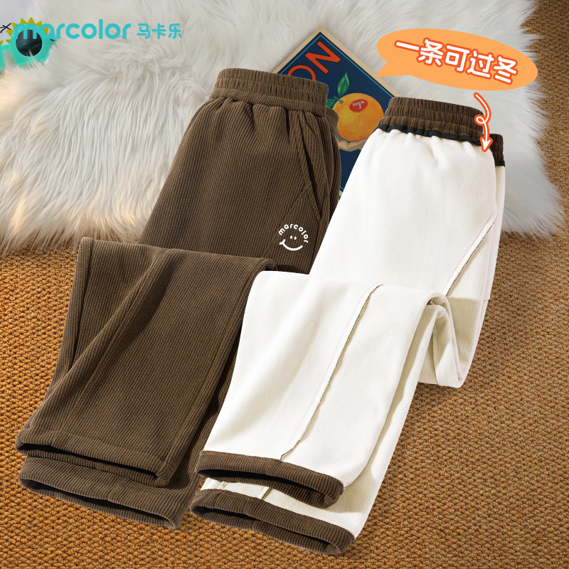 马卡乐童装儿童加绒灯芯绒裤子