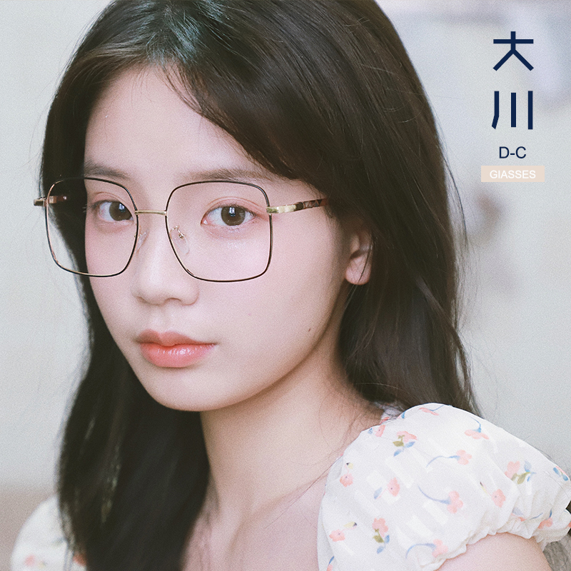 新款韩版文艺金属大方框复古眼镜框女可配近视圆脸平光抗蓝光镜架