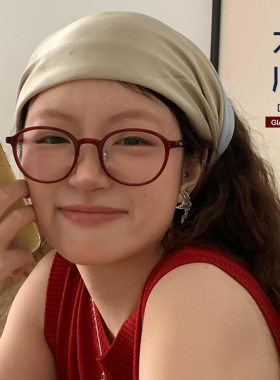 高级感素颜神器复古美式红色眼镜框女近视可配有度数方圆脸眼睛架