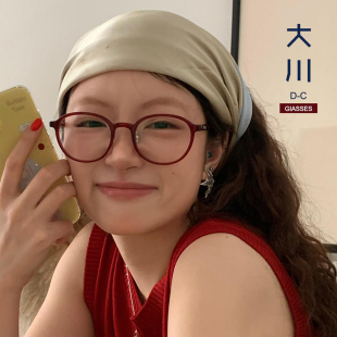 高级感素颜神器复古美式红色眼镜框女近视可配有度数方圆脸眼睛架