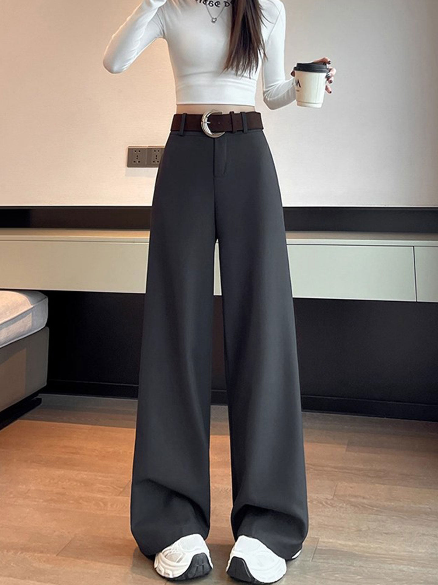 高级感西装裤女秋冬季2025新款阔腿裤高腰显瘦休闲垂感拖地直筒裤