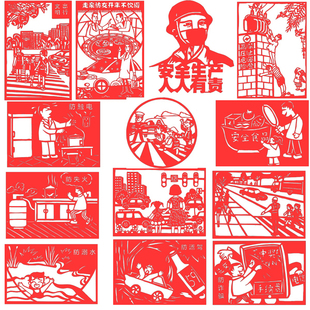 生活交通车安全生产剪刻纸成品校园教育防骗溺水火电学生保护手工