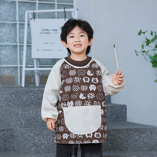 儿童防水罩衣画画反穿衣防脏吃饭毛笔字书法幼儿园定制logo名字