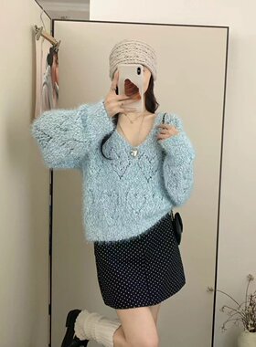 2025新款春装女款领亮片毛衣外套