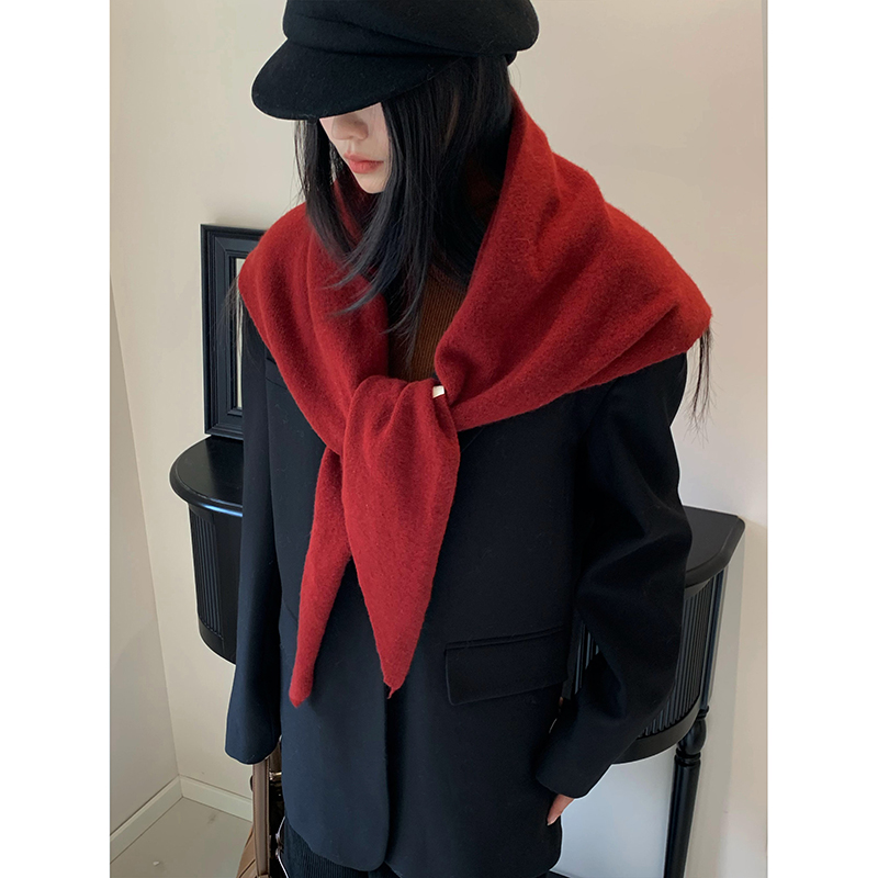 早秋羊毛披肩 100%wool保暖舒适秋冬氛围感凹造型装饰纯色围巾女