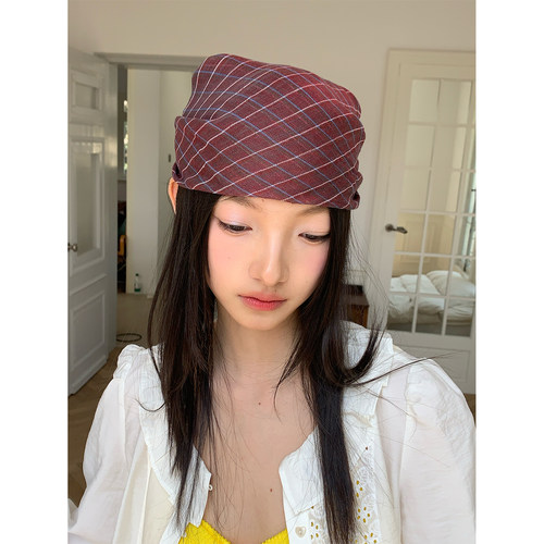 莫凡小众潮牌亚麻格子方巾