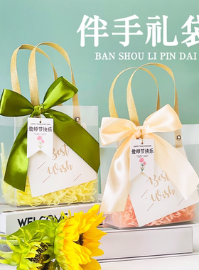 透明手提袋丝带礼品袋伴手礼生日礼物教师节包装袋