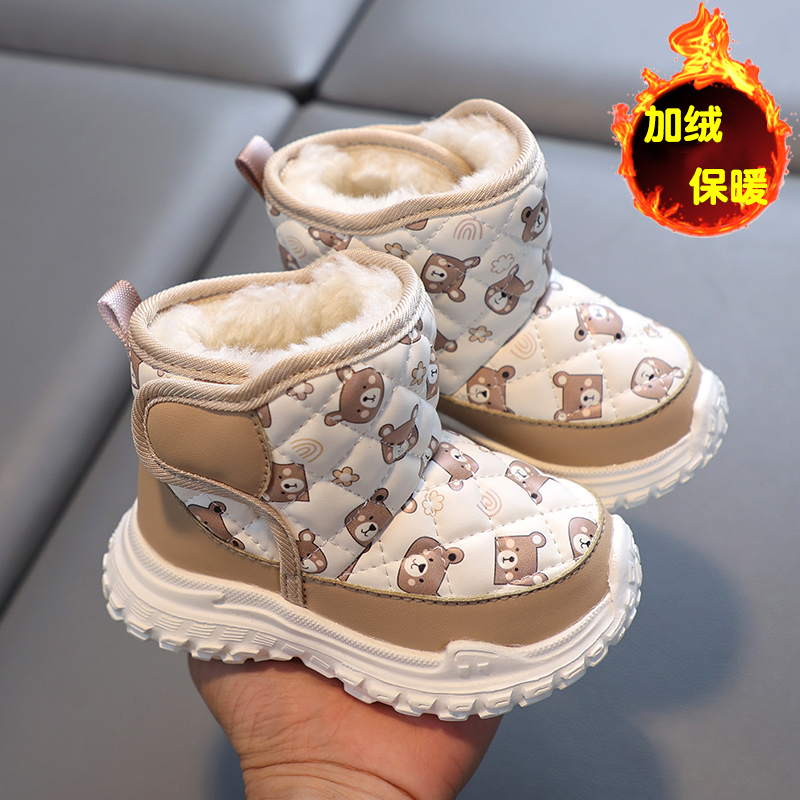 儿童雪地靴冬季加绒加厚防水棉鞋
