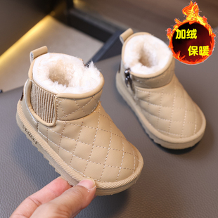 3岁6女童男童东北保暖防水防滑儿童棉鞋 宝宝雪地靴冬季 加绒加厚1