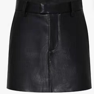 【秦岚同款】正品裙裤2025秋新品染整素皮高腰A字短裤MBE3SOT014