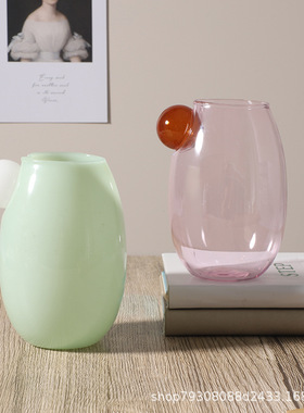 异形拼色艺术泡泡高硼硅玻璃杯可爱复古水杯ins彩色杯子饮料杯