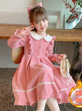 英国next ttat女童连衣裙秋冬季2025新款儿童洋气女孩长袖公主裙