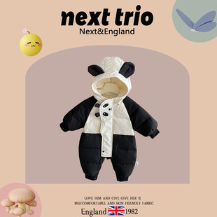 英国Next婴儿羽绒服男宝宝2025新款冬装外出保暖冬季拉链连体衣