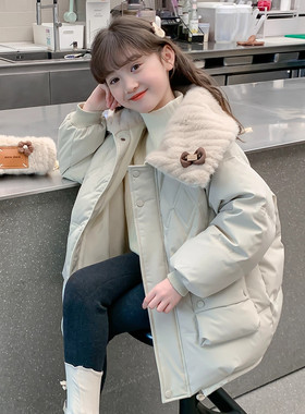 英国next ttat女童棉服冬季洋气女孩中长款加厚外套儿童保暖棉袄