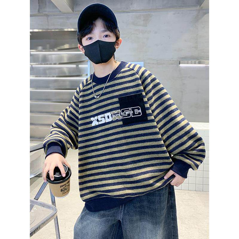 Jkids韩国男童卫衣春秋2026新款中大童春季条纹上衣儿童装打底衫