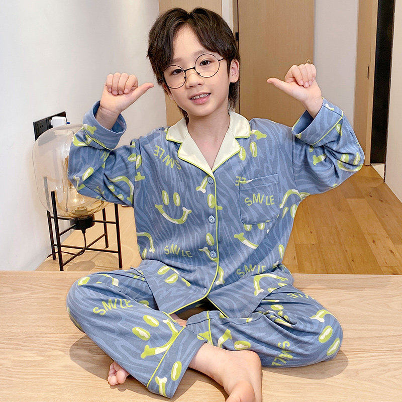 法国Uamtor男童睡衣2025年新款春季长袖纯棉中大童男孩帅气家居服
