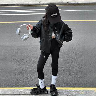 法国BADNUT女童皮衣外套春秋2026新款 洋气儿童女大童防风夹克上衣