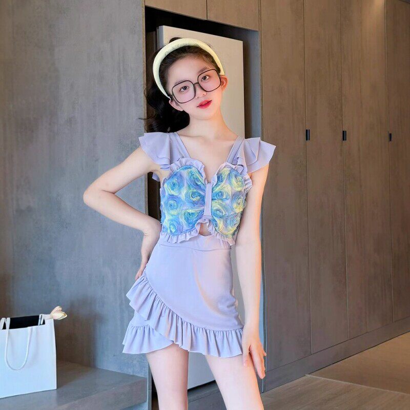 英国Next Kiss女童泳衣夏季2025新款儿童带胸垫中大童连身游泳衣