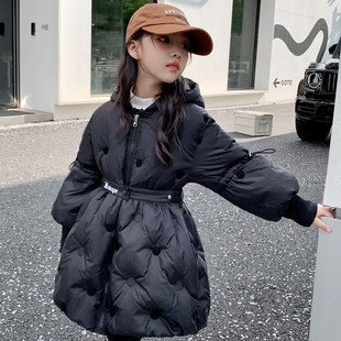 法国Fad Sincgo女童加厚羽绒服中长款收腰90白鸭绒2025新款外套冬