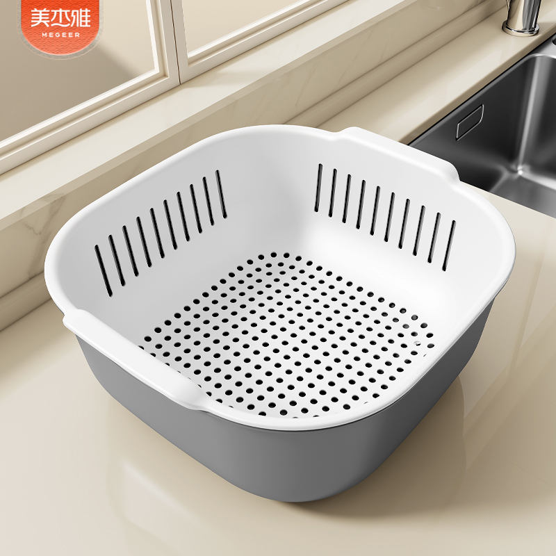 坚固耐用洗菜盆叠加收纳