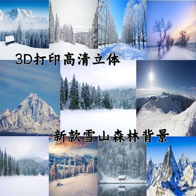新款雪山森林冬天室内雪景室内写真拍照摄影雪景背景布圣诞背景布