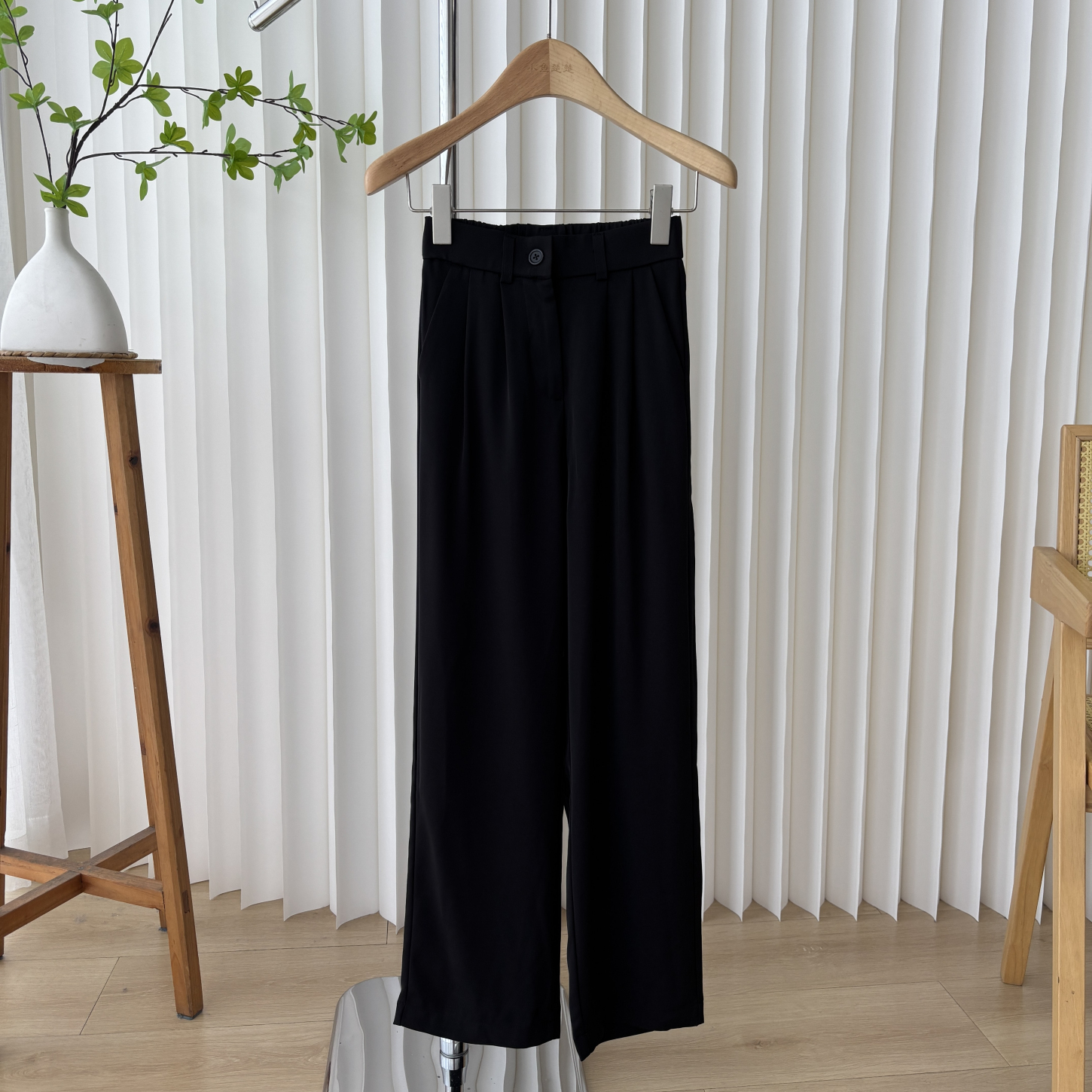 早秋新款 小个子款 通勤百搭后腰半松紧拉链款直筒裤14H3/00088