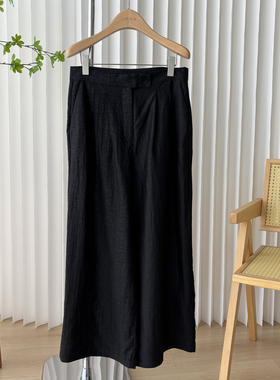 桑蚕丝 时尚通勤百搭拉链门襟口袋抽褶阔腿裤31C4/75404