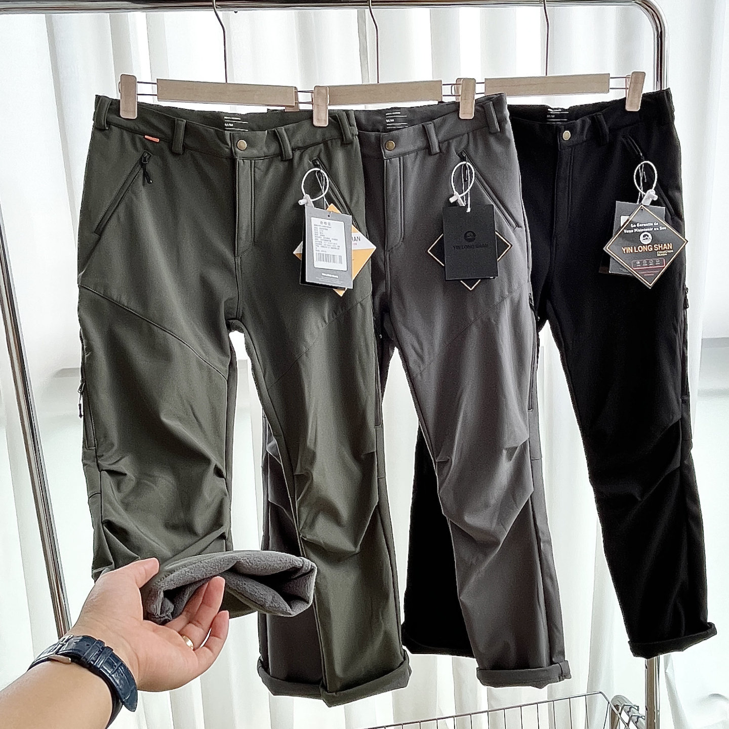 3D立体裁剪多口袋设计！外贸秋冬男士户外运动加绒加厚直筒休闲裤