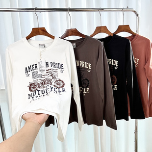 全棉美式 休闲时尚 印花打底长袖 设计师款 新品 秋季 T恤男士 原柜398